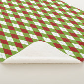 Weihnachtsrot und Grüne Raute Harlequin Pattern Sherpadecke (3/4)