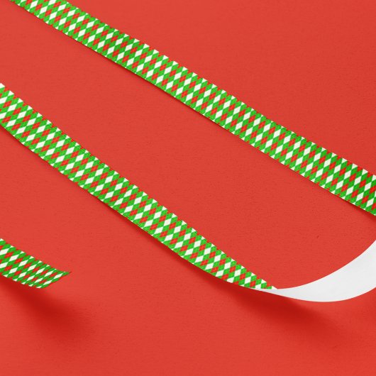 Weihnachtsrot und grüne Raute Satinband