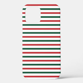 Weihnachtsrot und grüne Streifen-Geschenkmuster iPhone 12 Hülle