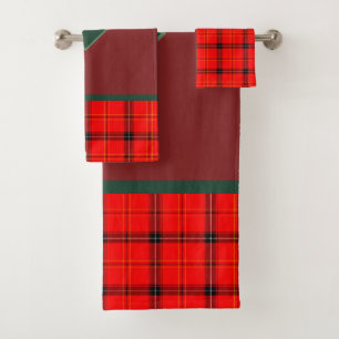 Weihnachtsrot und Grüner Karierter Tartan Mit Mon Badhandtuch Set