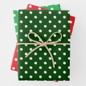 Weihnachtsrot und grüner Polka-Dot Geschenkpapier Set (Beispiel)