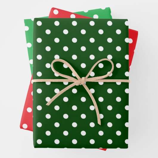 Weihnachtsrot und grüner Polka-Dot Geschenkpapier Set (Beispiel)