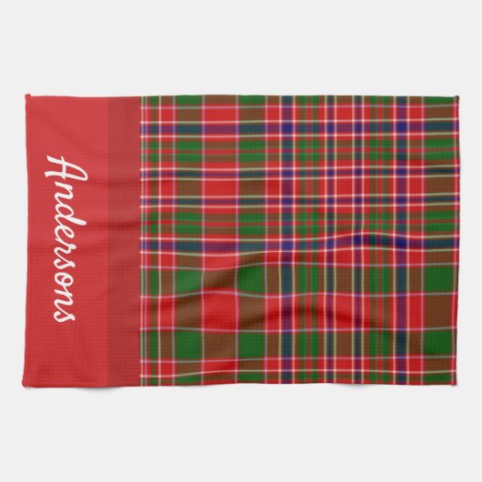 Weihnachtsrot und grünes Mit Monogramm Handtuch (Horizontal)