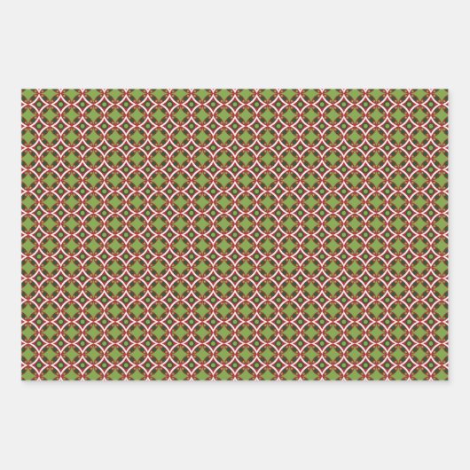 Weihnachtsrot und Grünes Multi-Muster Geschenkpapier Set (Vorderseite 3)