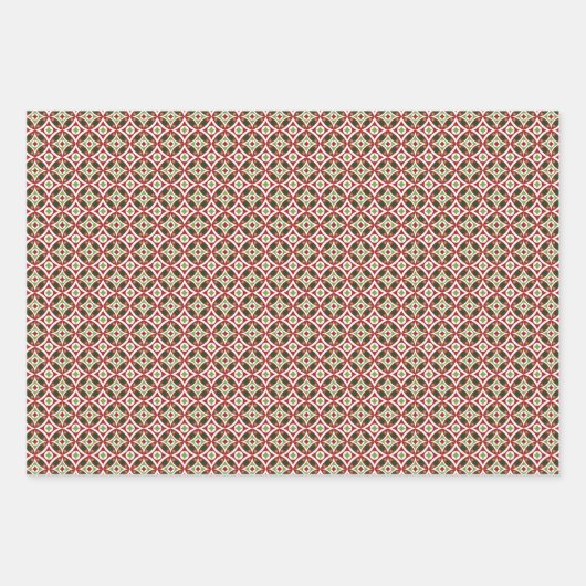 Weihnachtsrot und Grünes Multi-Muster Geschenkpapier Set (Vorderseite 2)