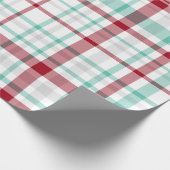 Weihnachtsrot und Minzgrün Karierte Wraps Geschenkpapier (Ecke)