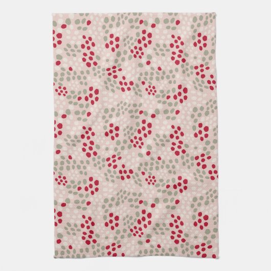 Weihnachtsrot und Sage Grün Geschirrtuch (Vertikal)