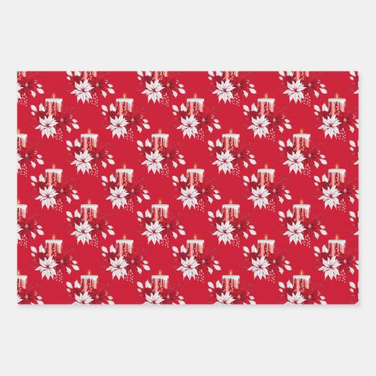 Weihnachtsrot und weiß geschenkpapier set (Vorderseite)