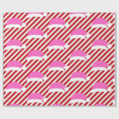 Weihnachtsrot und Weiß mit rosa Weihnachtsmannmütz Geschenkpapier (Flach)