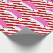 Weihnachtsrot und Weiß mit rosa Weihnachtsmannmütz Geschenkpapier (Ecke)