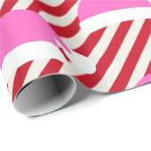 Weihnachtsrot und Weiß mit rosa Weihnachtsmannmütz Geschenkpapier (Rolleneckpunkt)