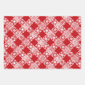 Weihnachtsrot und Weiß-Spitzen-Muster niedlich Geschenkpapier Set (Vorderseite 3)