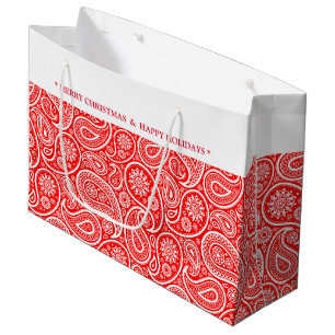 Weihnachtsrot und weiß vintage Paisley 2 Große Geschenktüte