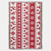 Weihnachtsrot und Weiße Hirsche und Baummuster Decke (Vorderseite Vertikal)