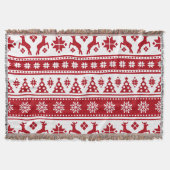 Weihnachtsrot und Weiße Hirsche und Baummuster Decke (Vorderseite)