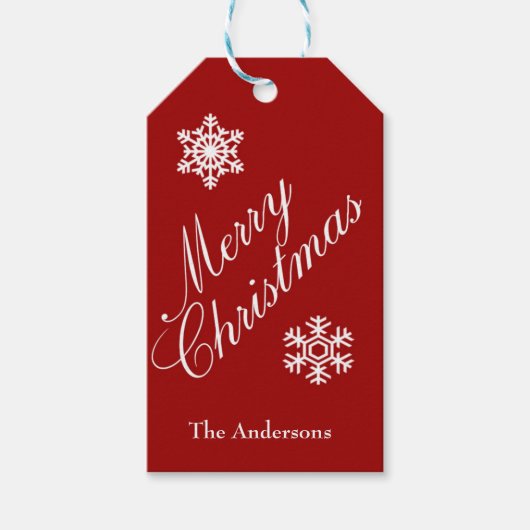 Weihnachtsrot und weiße Schneeflocken - Geschenk T Geschenkanhänger (Vorderseite)