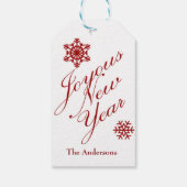 Weihnachtsrot und weiße Schneeflocken - Geschenk T Geschenkanhänger (Rückseite)