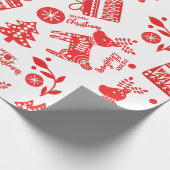 Weihnachtsrot und Weißer Feiertag Geschenkpapier (Ecke)