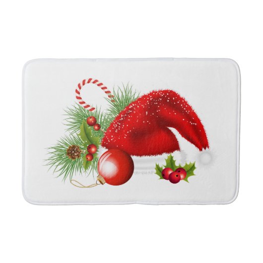 Weihnachtsrot-Weihnachtsmannmütze Badematte (Vorderseite)