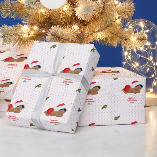 Weihnachtsrot-Weihnachtsmannmütze Dot Wrapping Pap Geschenkpapier (Feiertage)