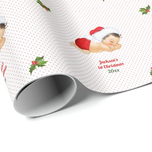 Weihnachtsrot-Weihnachtsmannmütze Dot Wrapping Pap Geschenkpapier (Rolleneckpunkt)