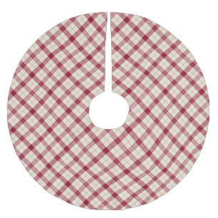 Weihnachtsrot-weiß-goldenes diagonales Karomuster Polyester Weihnachtsbaumdecke
