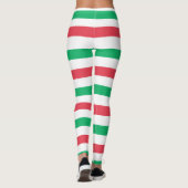Weihnachtsrot, Weiß, Grüne Streifen Leggings (Rückseite)