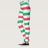 Weihnachtsrot, Weiß, Grüne Streifen Leggings (Links)