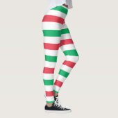 Weihnachtsrot, Weiß, Grüne Streifen Leggings (Rechts)
