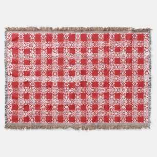 Weihnachtsrot weiß Spitze kariert vintage Farmhaus Decke