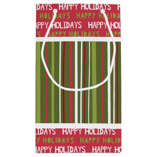 Weihnachtsrot, Weiß und Grün Kleine Geschenktüte (Rückseite)