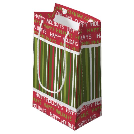 Weihnachtsrot, Weiß und Grün Kleine Geschenktüte (Vorderseite Schrägansicht)