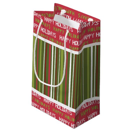 Weihnachtsrot, Weiß und Grün Kleine Geschenktüte (Rückseite Schrägansicht)