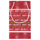 Weihnachtsrot, Weiß und Grüne Schneeflocken Kleine Geschenktüte (Rückseite)