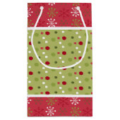 Weihnachtsrot, weiße und grüne Schneeflocken, Punk Kleine Geschenktüte (Rückseite)