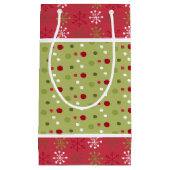 Weihnachtsrot, weiße und grüne Schneeflocken, Punk Kleine Geschenktüte (Vorderseite)