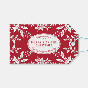 Weihnachtsrot, Weißer Heiliger, Familienname, Fest Geschenkanhänger