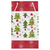 Weihnachtsrot, Weißer und Grüner Baum Kleine Geschenktüte (Rückseite)