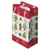 Weihnachtsrot, Weißer und Grüner Baum Kleine Geschenktüte (Rückseite Schrägansicht)