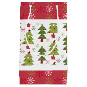 Weihnachtsrot, Weißer und Grüner Baum Kleine Geschenktüte (Vorderseite)