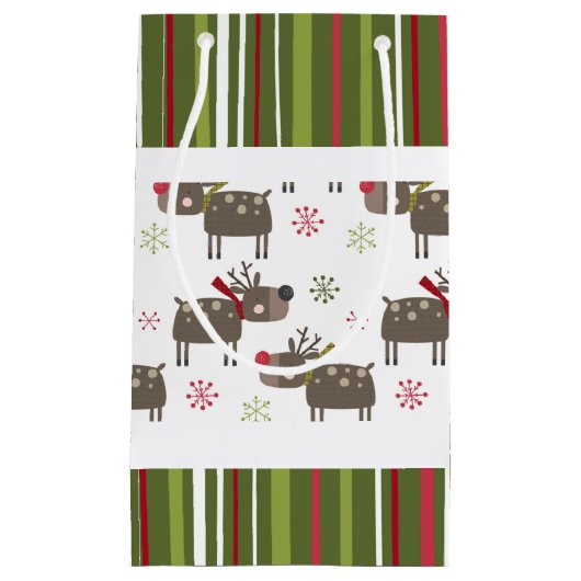 Weihnachtsrot, Weißer und Grüner Rentier und Strei Kleine Geschenktüte (Vorderseite)