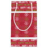 Weihnachtsrot, Weißer und Grüner Schneeflocken Kleine Geschenktüte (Vorderseite)