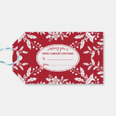 Weihnachtsrot, Weißholz, festlich Geschenkanhänger (Rückseite Horizontal)