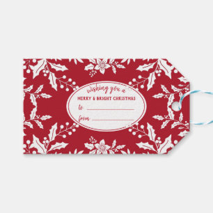 Weihnachtsrot, Weißholz, festlich Geschenkanhänger