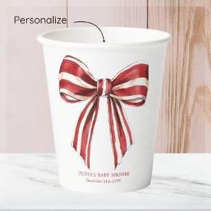 Weihnachtsrot   White Bow Baby Showbecher Pappbecher