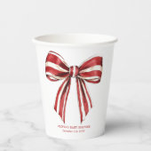 Weihnachtsrot | White Bow Baby Showbecher Pappbecher (Vorderseite)