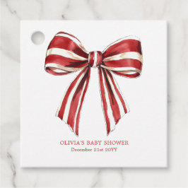 Weihnachtsrot | White Coquette Bow Baby Dusche Geschenkanhänger