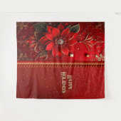Weihnachtsrote Blumen-Feiertags-Hintergrund Wandteppich (Vorderseite (Horizontal))