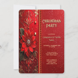 Weihnachtsrote Blumen-Feiertags-Party-Einladung Einladung