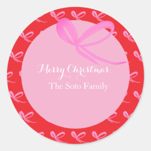 Weihnachtsrote Bögen Stumm Hell Handgezeichnet Runder Aufkleber